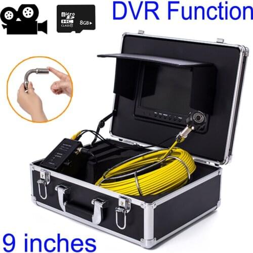 9'' Color TFT LCD Drain Sewer Pipeline Industrial Endoscope 20M Cable Reel 23MM Camera Head With DVR Function IP68 Waterproof