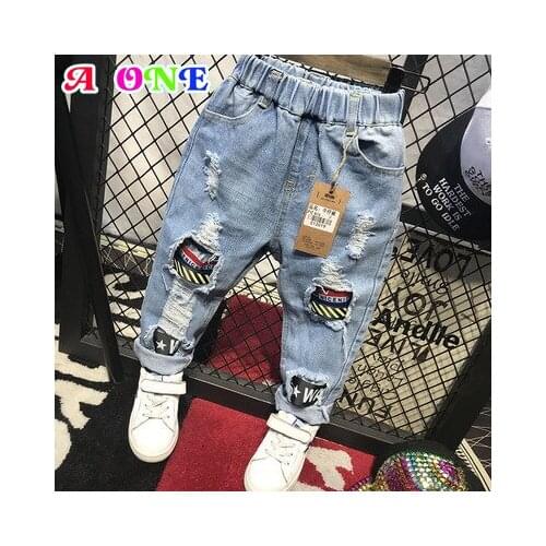 Boy pants 2019 spring autumn new fashion spliced letter Handsome pants Party birthday kids baby pants 90-130 cm z70