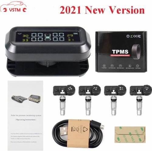 TPMS Tire Pressure Monitoring System Solar Power Digital TMPS LCD Display USB Auto Security Alarm Tire Pressure Sensor