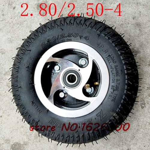 Super 2.80/ 2.50-4 Tire and Inner tube with alloy rims fits Gas / Electric Scooter ATV Elderly Mobility 4inch wheel hub