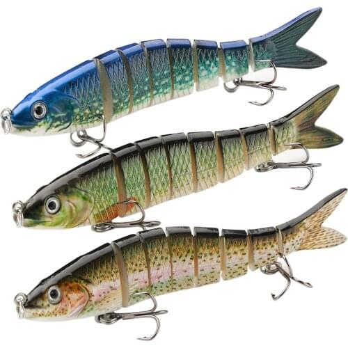 TEUKIM 3pcs Fishing Lures for Bass Trout Multi Jointed Swimbaits Slow Sinking Bionic Swimming Lures Bass Freshwater Saltwater