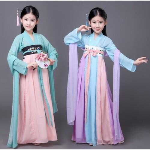 Girls traditional chinese traditional tang hanfu dress child clothing cosplay kids children fairy dance ancient chinese costume