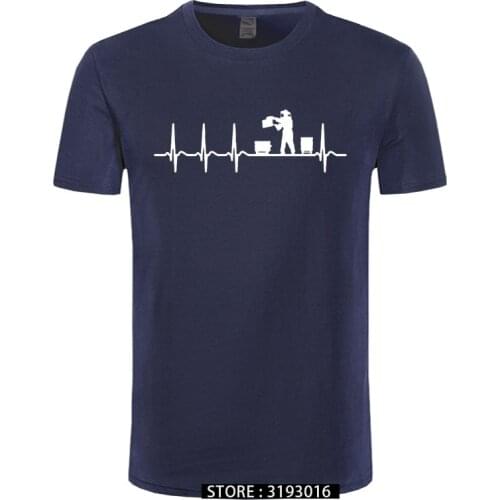 Custom Funny T-Shirt Man Cotton Heartbeat Beekeeping Beekeeper Cool Shirt Fun Gift Summer Men T Shirt