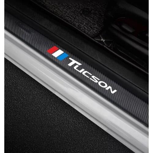 For Hyundai Tucson 2007 2018 Door Threshold Plate Cover Decor Accessories Car Sill Protector Scuff Plate Carbon Fibber Stickers