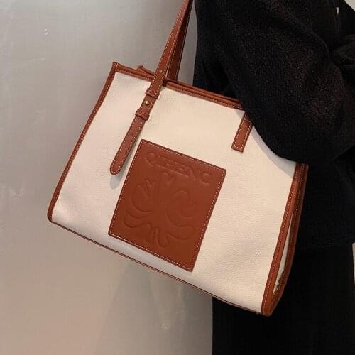 Large Capacity Designer Shoulder Bags for Women 2021 New Luxury Soft Leather Tote Bag Contrast Color Handbags Big Ladies Bag Sac