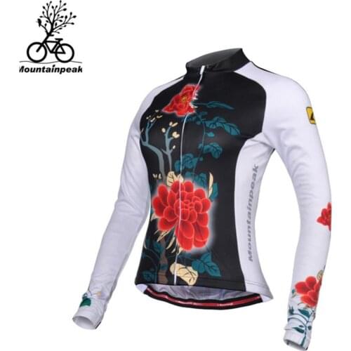 Womens Cycling Jackets Floral Print Riding Jersey MTB Long Sleeve Jacket Sports Quick Dry Windproof Bicycle Jerseys MPC008