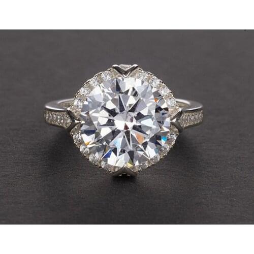 Classic 100% 925 Sterling Silver Created 10*10mm Wedding Rings For Women High Carbon Diamond Elegant Party Fine Jewelry Gift