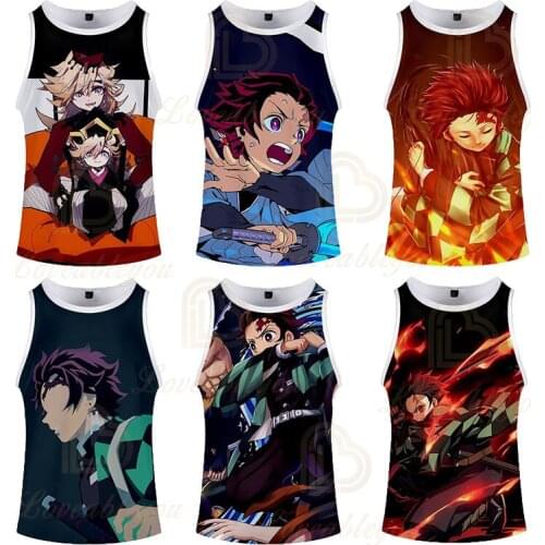 Anime Demon Slayer 3D Print Harajuku Vest Summer Unisex Sleeveless Shirts Women Casual Tank Tops Men Streetwear Clothing