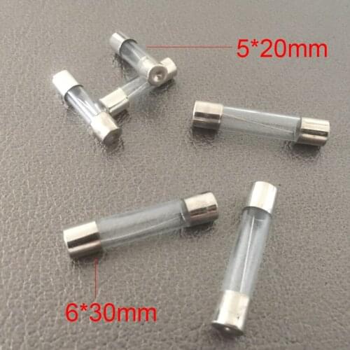 0.1A 0.2A 0.5A 1A 1.5A 2A 3A 3.15A 4A Amp 5*20mm 5x20mm 6*30mm 6x30mm 250V Insurance Quick Fast Acting Blow Type Glass Tube Fuse