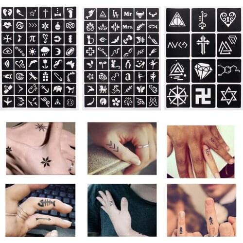 1 Sheet 48 or 12 maps Body Art Paint Temporary Tattoo Hand Finger Templates Decal DIY Flower Glitter Airbrush Painting #242097