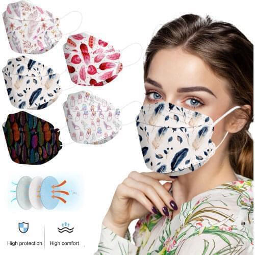 1PCS Unisex Adult Feather Print Outdoor Protective Disposable mascarilla Monder Scarf Halloween Cosplay MasK