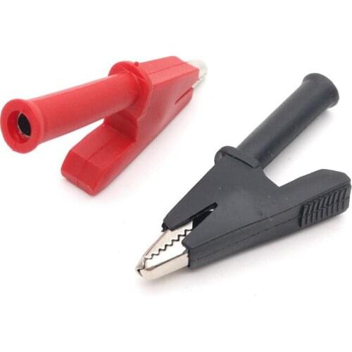 10PCS/LOT Full Insulated Crocodile Alligator Clips With 4mm Socket Banana Jack Test Clamp Wire Clip 30A