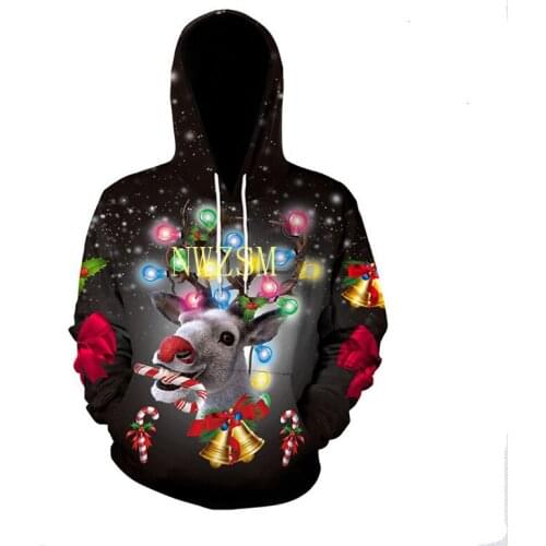 2020 Fashion Ugly Christmas Women Christmas Santa Claus Large size Ugly Novelty Snowman 3D hooded sweate