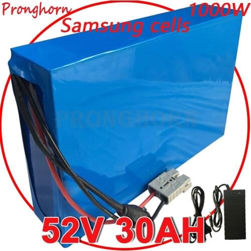 52V E-Bike Battery 52V 30Ah 25Ah 20Ah 18Ah 15Ah 13Ah 10Ah Bicycle Battery for 48V 2000W 52V 1500W 1000W 8Fun Front/Mid/Hub Motor