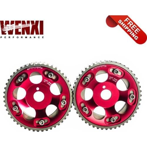 Free Shipping (1Pair)FOR Toyota 1JZ 2JZ DOHC Engine Adjustable Aluminum Pulley Cam Gear Red WX6531R