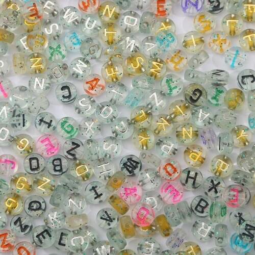 100pcs/lot Mixed English Letter Acrylic Beads Round Flat Alphabet Beads For Jewelry Making Handmade Diy Bracelets Necklaces
