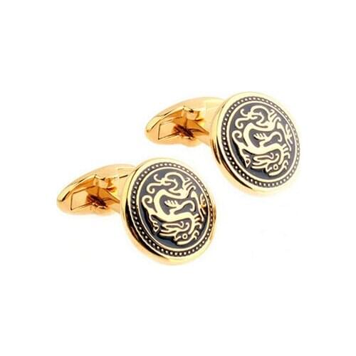 C-MAN Luxury shirt Gold Dragon cufflink for mens Brand cuff buttons cuff links High Quality abotoaduras Jewelry