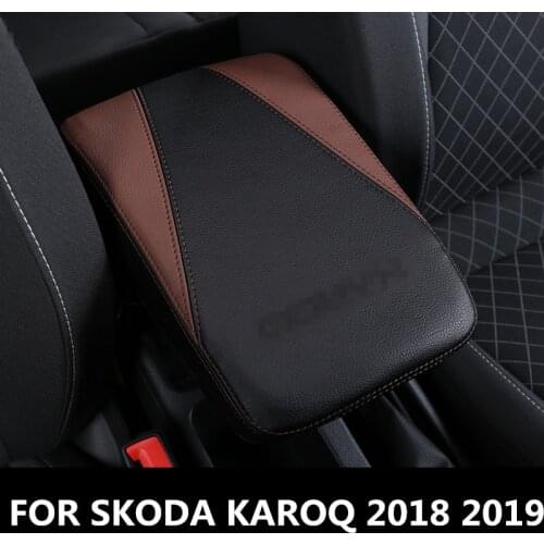 For SKODA KAROQ 2018 201 car central container armrest box PU Leather auto car-styling content box holder accessories