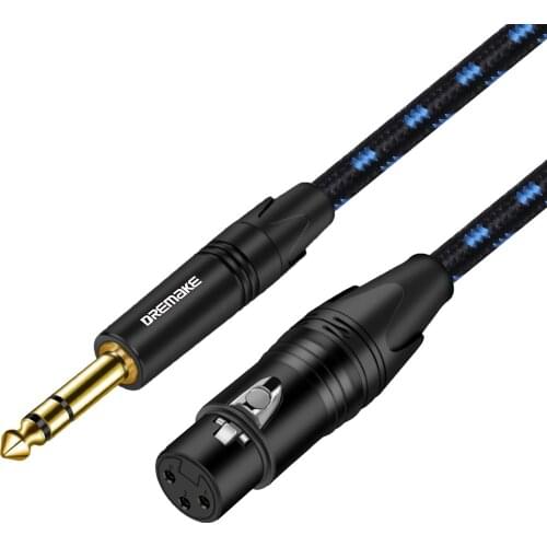 DREMAKE 6.35mm/6.5mm 1/4 Inch TRS Male to 3-Pin XLR Female XLR to TRS Quarter Inch Balanced AMP Cord for Speaker Mixing Boards