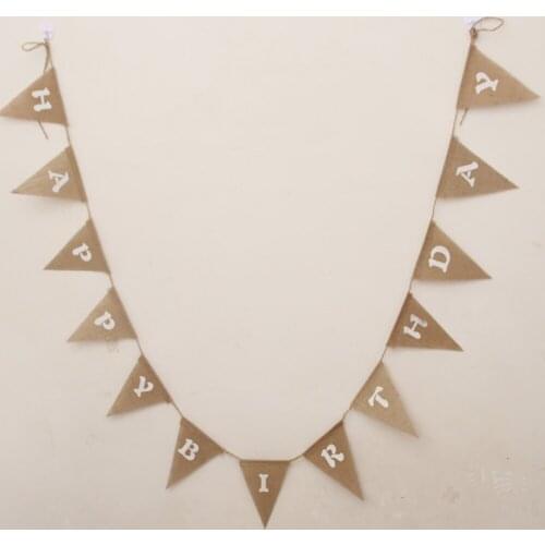 Jute Pennant 2.8m Pull Banner Birthday Decoration Jute Flags Hanging Party Decoration Props ute Burlap Bunting Rustic Garland