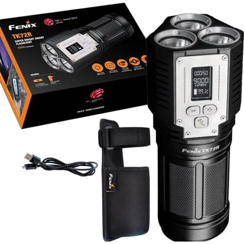 Fenix TK72R 9000 Lumen 3x CREE XHP70 LED Digital OLED Display Rechargeable Searchlight Flashlight