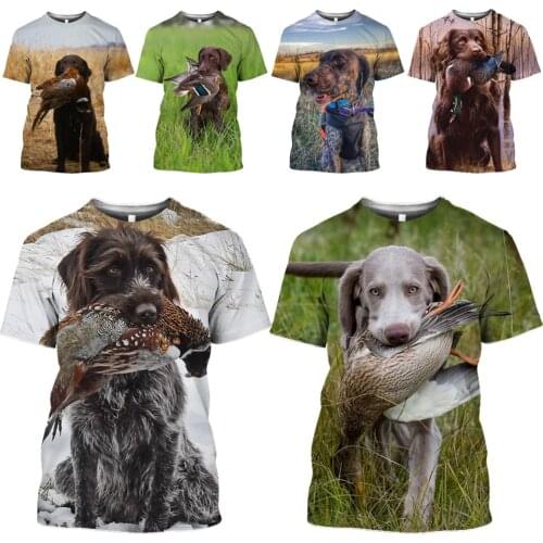 HOXIXIB 3D Print Field Hunt T Shirt Men Short Sleeve Dog Tshirt Wild Animals Duck Tops Hound Mallard Casual Women Reed Hide Tees