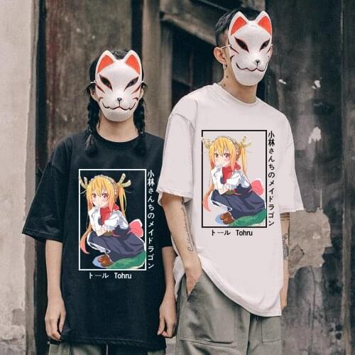 Kawaii Tohru Short Sleeve Anime Miss Kobayashis Dragon Maid Fashion T-Shirt Men Women Cotton Street Style Clothes Tops Tees