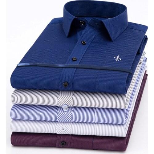 Dudalinas Hot Sale Spring Men Shirt Long Sleeved Striped Solid Plaid Male Business Shirt Brand Clothing Formal Shirt Man