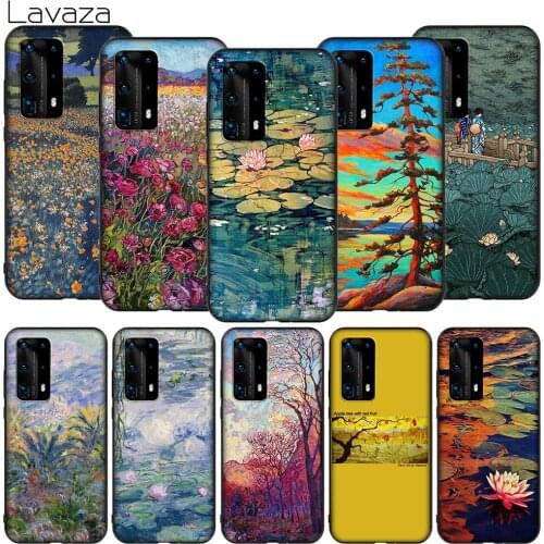 Lavaza K90 Monet Garden Lotus Soft Case for Huawei Mate Nova 2 2i 3 3i 4E 5 5i 5T Smart 6 7 10 20 30 SE Pro Lite