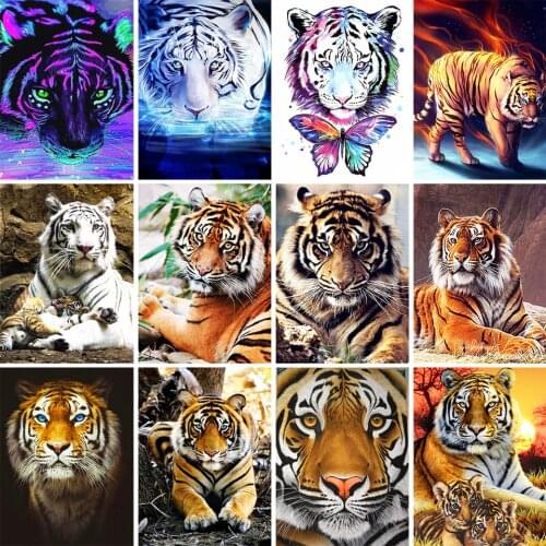 5D DIY Diamond Painting Animal Cross Stitch Kit Square/Round Diamond Embroidery Tiger Rhinestone Picture Home Decoration Gift