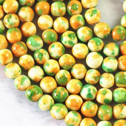 New fashion 5 style red yellow rainbow stone howlite unakite 4 6 8 10 12mm round loose beads jewelry making 15inch B106