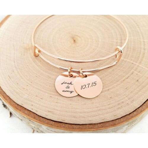 Customized Personalized Stainless Steel Engrave Kids Names Date Pendant Charms Adjustable Anniversary Bracelets Bangles 3 Colors