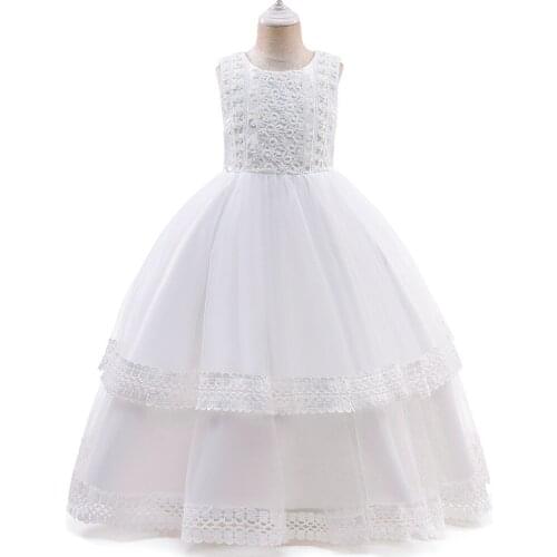 White Long Bridesmaid Kids Clothes For Girls Embroidered Gown Party Wedding Clothing Girl Clothing Princess Dress 4 10 12 Years