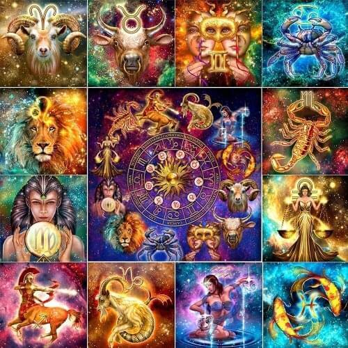 100% Full 5D Diy Daimond Painting 12 Constellations Diamond Painting square round Rhinestone Diamant Painting Embroidery Cartoon