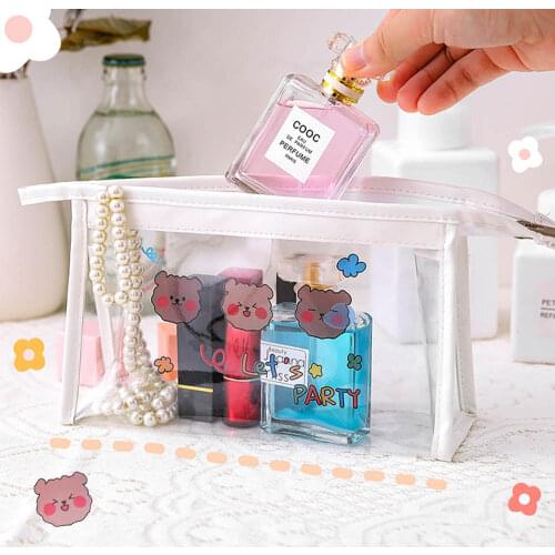 Ins Pattern Transparent Female Cosmetic Bag Large-capacity Waterproof Toiletry Storage Student Toothbrush Women Cosmetics Bags