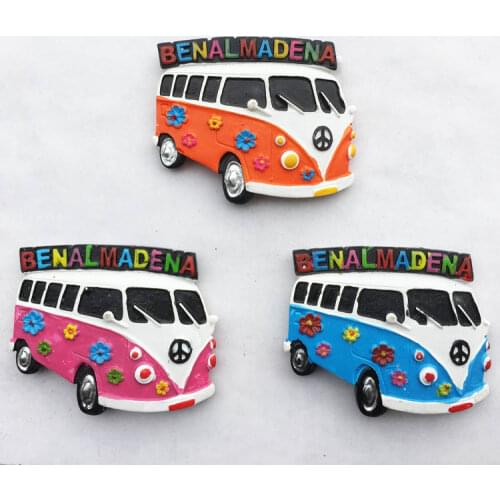 QIQIPP Spain Bernal Madena creative tourism commemorative decorative crafts three-dimensional bus magnetic refrigerator stickers