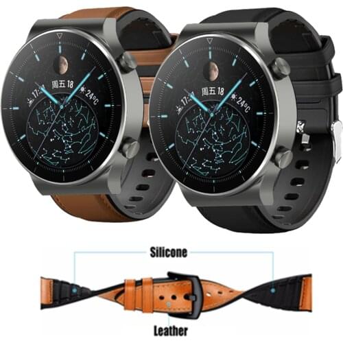 For Huawei Watch GT 2 Pro GT2 GT 2e Wrist Band Straps Leather+Silicone Bracelet 22mm 20mm Watchband For Honor Magic 2 GS Pro