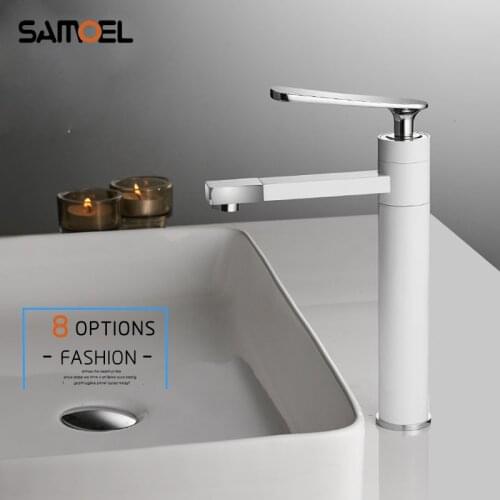 Beautiful Design Nordic Style Brass White and Black Painted Bathroom Sink Mixer Taps Single Hole Basin Faucets W3037