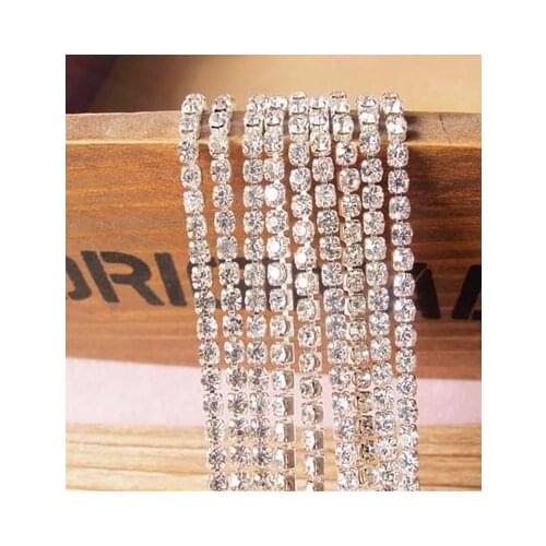 SS6 SS8 SS10 SS12 SS16 2M/Lot Clear Crystal Cup Chain ,Silver Base Clear Crystal,DIY Accessories Rhinestone Chain