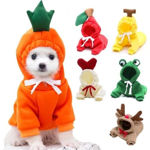 Warm Dog Winter Clothes Cute Fruit Dog Coat Hoodies Fleece Pet Dogs Costume Jacket for French Bulldog Chihuahua dog clothes