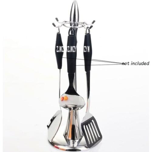 BY-GJ03 Kitchen Rotary Rack Stainless Steel Holder Spoon Shovel Hanger Rotating Storage Shelf Cooking Tools Organizer Plate Rack