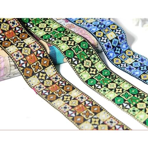 High Quality 2" 5cmX8yards/lot High quality Woven Jacquard Ribbon Rich Cheerful music festival straps and belt lace