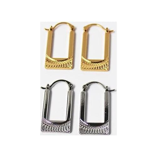 WTLTC Retro Fashion Pattern Square Shaped Hoop Earrings for Women 2.5cm*1.2cm Geometric Hoops Earrings Vintage French Earrings