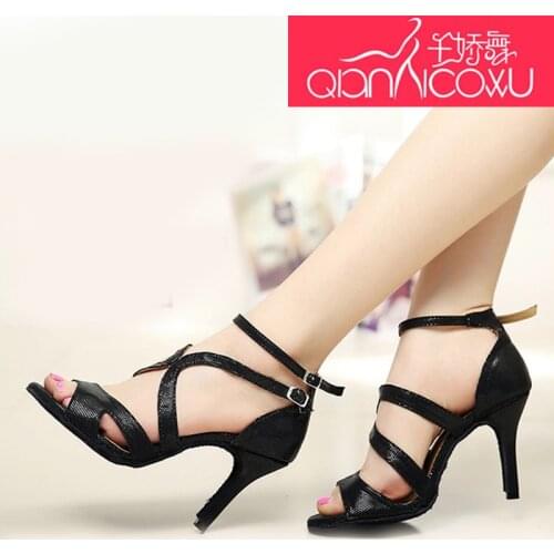 Woman Sexy Straps Latin Dance Shoes Female Adult High-Heeled Summer Social Friendship Square Dance Sandals With Soft Bottom 7033