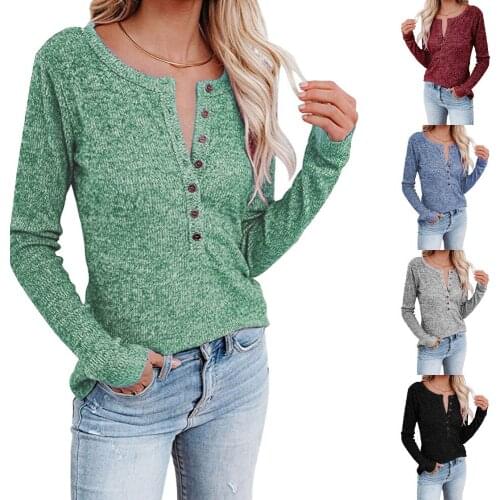 Winter New Amazon Independent Station V-neck Casual Long Sleeve T-shirt Bottoming Shirt Women