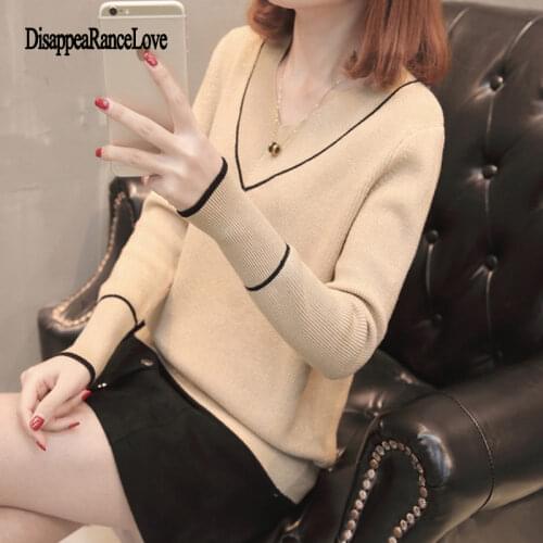 Women sweaters and pullovers 2021 Spring Autumn Korean sweaters womens loose knitted sweater female v-neck pullover tops