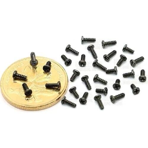 100PCS PB1.4X3/3.5/4 Carbon Steel Black Round Head Cross Flat Tail Self-tapping Screw