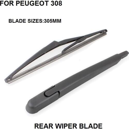 305MM 12" For Peugeot 308 Hatchback Rear Windshield Window Wiper Arm + Blade Set New 2007-2016