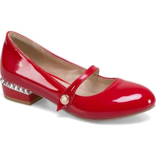 Aimaylen Round Toe Buckle Strap Black White Red Flats Party Wedding Plus Size 50 Women Shoes