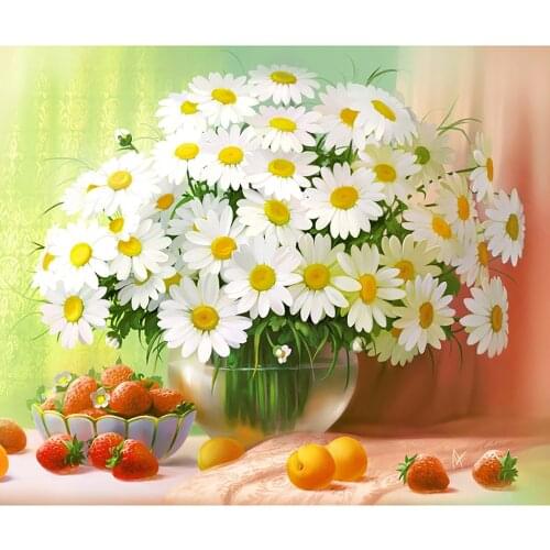 DIY 5D Diamond Painting Cross Stitch square Diamonds Embroidery Daisy & Starwberry Diamond Mosaic Home Decor